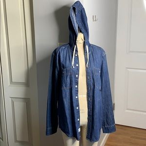 Denim Hoodie Button Up
